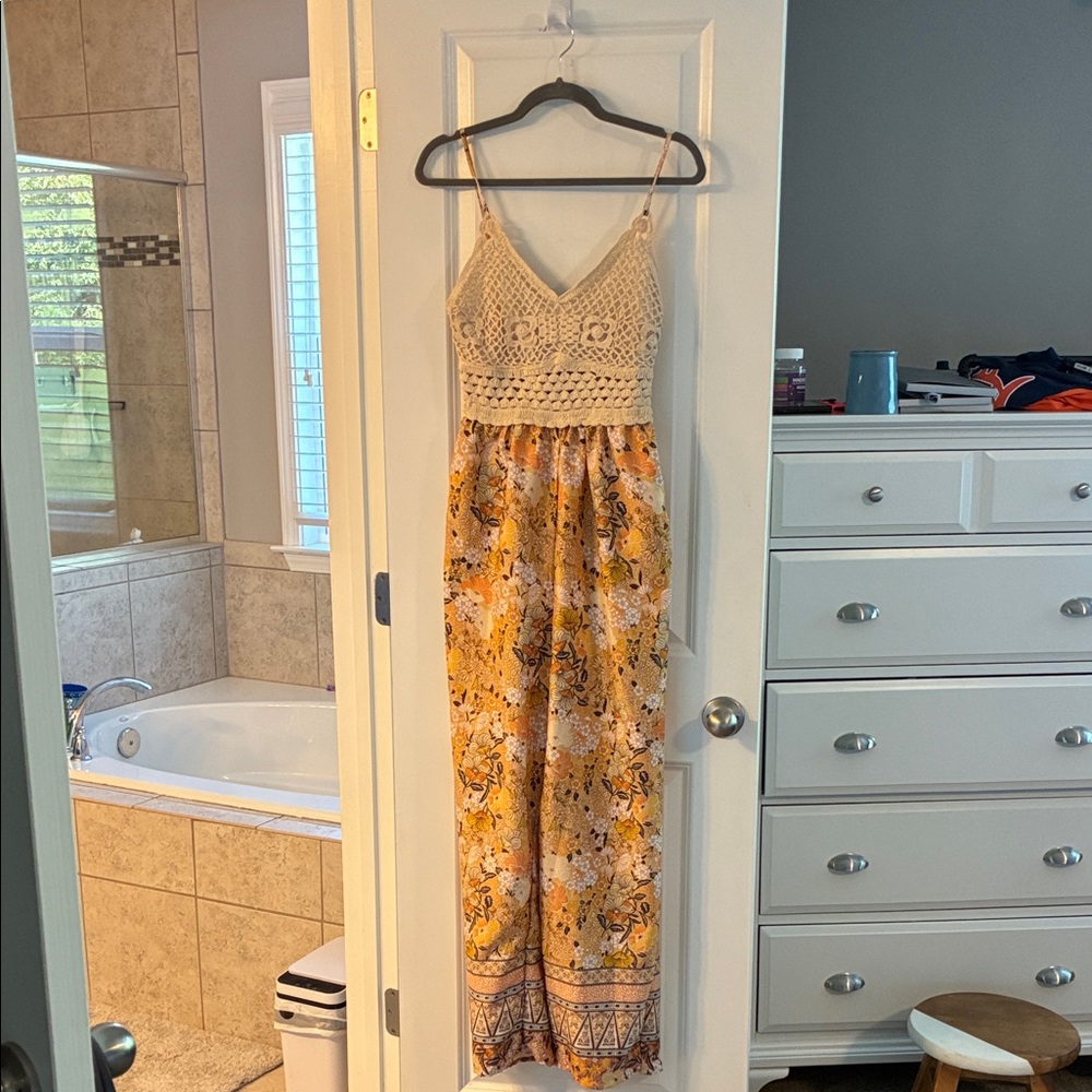 Boho Crochet Top Jumpsuit